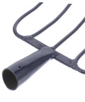 Close-up of steel tines on Multi Functional Manure Fork For Lawn Care And Farm Use A Rugged Heavy Duty Pitch Fork For Clearing Debris And Manure Handheld Agricultural Tool Versatile Grass And Soil Fork For Rural Maintenance With Durable Steel Construction.
