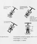 OriGlam adjustable two-jaw gear puller remover tool, 2-inch, carbon steel; instruction diagrams for bearing removal