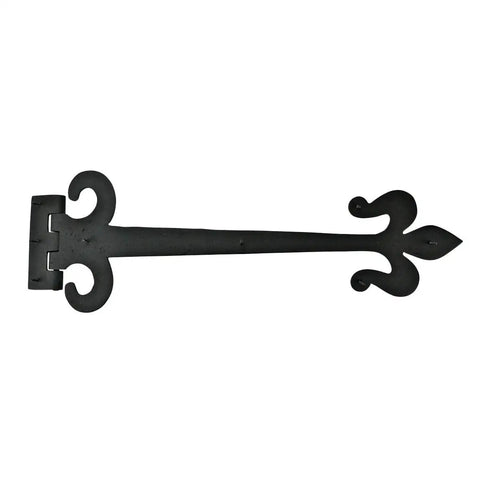 18 Inch Black Wrought Iron Fleur De Lis Strap Hinge Set Flush Mount Heavy Duty Gate And Door Hinges With Hardware Indoor Outdoor Use Pack Of 2