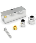 Aluminum Air Manifold 2 Way 4 Port Block Splitter with 1/4 NPT Output and 1/2 NPT Supply, push to connect fittings, bolt