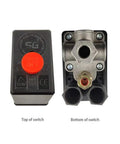 Four Port Air Compressor Pressure Switch Control Valve For Auto Regulation 90 To 120 PSI 110 To 240V Wide Voltage with Red On Off Knob