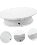 Autonomic Electric Rotating Display Stand For Jewelry Watches And Collectibles With Adjustable Speed Smooth turntable, white ABS material, top view.