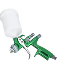 Delivers Low Pressure High Atomization To Lay Down A Smooth As Butter Finish On Auto Panels And Furniture Touch Ups With A Relentless Pc 416 Manual Spray Gun That Knocks Out Overspray Like A Champ, featuring green body and attached paint cup.