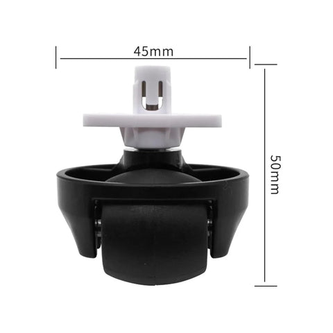 Front caster wheel replacement for Roborock vacuums; black wheel with white mounting fork