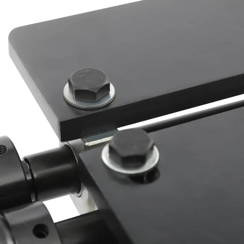 Close-up of the adjuster clamps on the Sheet Metal Bead Roller Machine 12 Inch Gear Drive Bench Manual Pro Grade Heavy Duty Kit