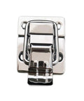 Heavy Duty Stainless Steel Spring Latch Hasps Lock in silver for belts and backpacks, easy install toggle latch for hardware use.