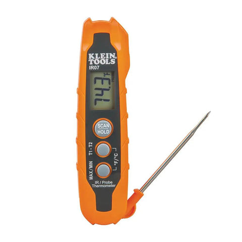 IR07 Dual Infrared And Probe Pocket Size LCD Digital Thermometer With 8 To 1 Distance To Spot Wide Minus 40F To 752F Range Handy On The Go Temp Meter