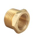 1/2 Inch NPT Male To 3/8 Inch NPT Female Brass Hex Bushing Reducer Pipe Fitting, side view brass adapter.