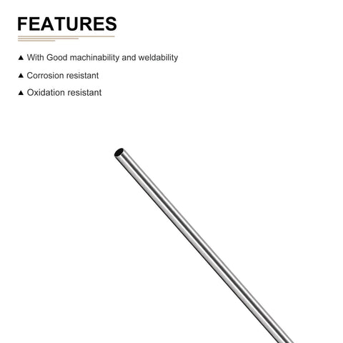 Stainless steel tube, 4 mm OD, 0.2 mm wall, 250 mm long, polished hollow cylinder.