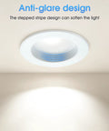 ZYC Oil-Rubbed Bronze 4 Retrofit LED Recessed Lighting, 4 Inch 8 Pack 5CCT Anti-Glare LED Downlight with stepped baffle design