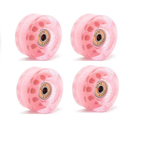 Four pink Eight 58x32mm Quad Skate Wheels 82A With Bearings Kit For Indoor Double Row Skates Pink Sesh