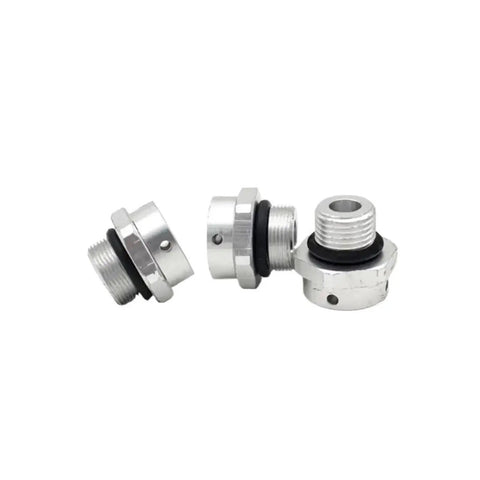 Badass Waterproof Vent Screw In Plugs Built Different To Handle Full Submersion While Blocking Grit And Humidity With Dependable Pressure Balancing Valve Kit, stainless steel, small size, showing threaded design with rubber seals.