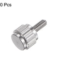 Ten Pack Vernier Caliper Locking Screws M2x5mm Round Flat Head Knurled Thumb Knob Bolts In Stainless Steel, side view