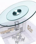 Glass 40-inch Rotating Serving Tray Lazy Susan for Dining with kitchen layout below