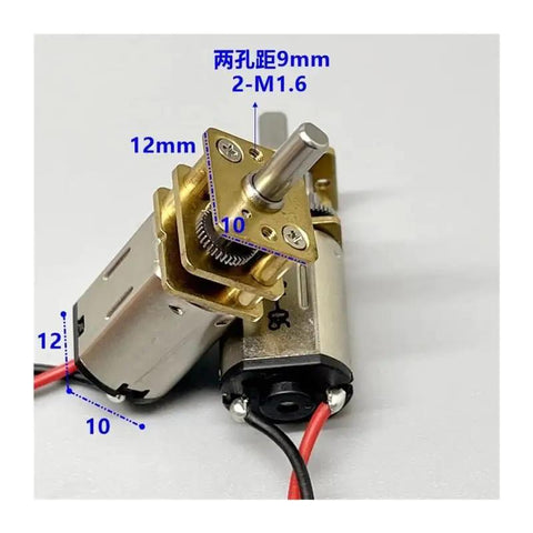 Ga12 N20 12 Mm Full Metal Gear Reduction Motor With D Shaft DC 3V To 6V 36 RPM detailed view with measurements.