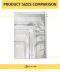 Product sizes comparison of 100 Count Pre Cut 4x6 Vacuum Sealer Bags 4 Mil Commercial Grade BPA Free Beefy Durable