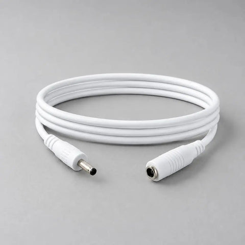 Male To Female Power Extension Cord With Rock Solid Molded Grip Housings For Routing Existing Power Cable And Getting That Long Run, white cable