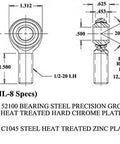 Diagram of Half Inch Hole Clevis Mount Bracket Kit With Zinc Plated Hardware Including 1/2-20 Grade 8 Bolt, 2 Grade 8 Washers, And Tapered Spacers