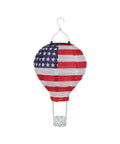 Patriotic Pop-Up Hot Air Balloon Solar Lantern With LED Light Weather-Resistant Metal And Polyester Outdoor Decor for Patio and Garden