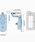 Diagram of a Two Piece Flush Mount Trailer Access Door Latch Set With Push Button Cylinder Closure for Paired Baggage Panels