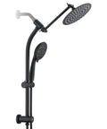 Rainfall 8 Inch Round Shower Head With High Pressure Handheld Spray Combo Drill Free Slide Bar With Adjustable Shower Extension Arm 3 Way Low Diverter For Easy Reach 5 Foot Hose Matte Black Spa Level Comfort in matte black