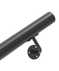 Rock Solid Wall Mounted Stair Handrail Crafted From Premium Black Stainless Steel with a modern cylindrical profile and mounting bracket.