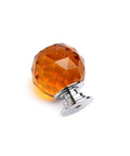 Single round 30mm orange glass crystal knob for cupboards and drawers, part of the Six Pack Round Diamond 30mm Orange Glass Crystal Cabinet Knobs.