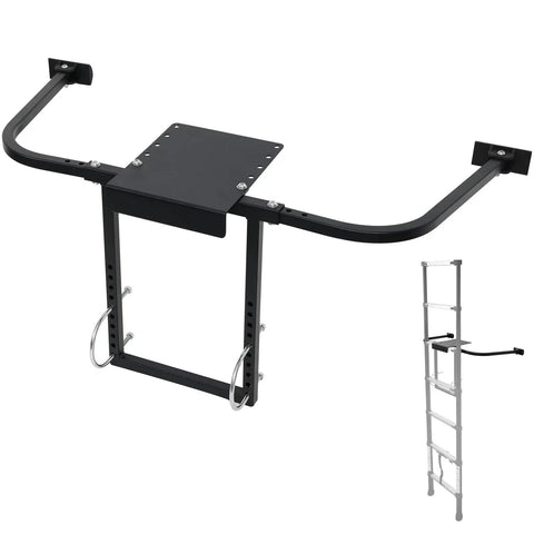 Roof And Gutters Ladder Stabilizer With Wing Span Design Heavy Duty Extension Ladder Standoff Guard in black showing wall mount design.