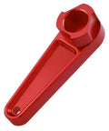 Oil Filler Cap Removal And Installation Tool For BMW R Series Motorcycles R1200GS RT R1200R S ST And R1250GS R1250R RS R1250RT No Fuss Oil Cap Swap Wrench Red For All Years in red aluminum, shown from a top angle.