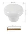 White Ceramic Cabinet Knobs Set 35 Pcs Vintage Round Drawer Knobs With Screws For Cabinets Drawers Dressers Doors And Kitchen Cupboards Locker Pull Handles Easy Install Smooth Gloss Finish shown with diameter and height dimensions.
