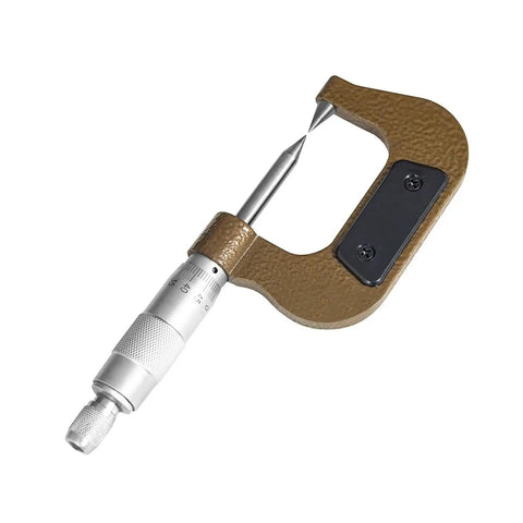 Professional Mechanical Outside Diameter Micrometer Zero To Twenty Five Millimeter Dual Tip Keyway Groove Depth Gage side view, showcasing dual tips for precise measurements.