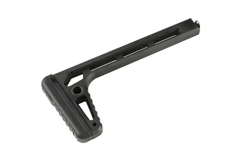 Fixed Polymer Airsoft Stock With Lightweight Sturdy CQB Brace For Quick Shoulder Shots And Tight Stable Aim In Black Finish Built For Grip Ready Fast Maneuvers In Close Quarters - side angle view
