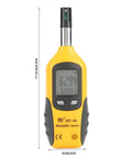 2 In 1 Temperature Humidity Meter Portable Digital Hygrometer Thermometer with Wet Bulb Dew Point Double Display in yellow casing