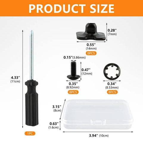Product size details of Eight Sets Heavy Duty Football Backplate Screws Chicago Screws Rig With Nuts Washers Driver For Youth Adult Shoulder Pads.
