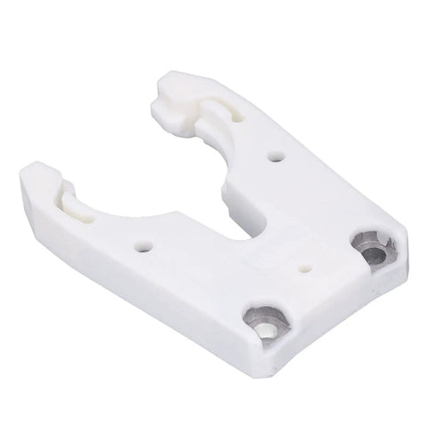 High Performance Automatic Tool Holder Clamp With Precision Machined Design For Cnc Machines And Engravers, white ABS plastic part.