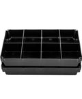 TracPak Tray Inserts 4x2 Half Depth, 2 Pack With Eight 2x2 Compartments per tray, stackable black storage trays for tackle gear and tools.