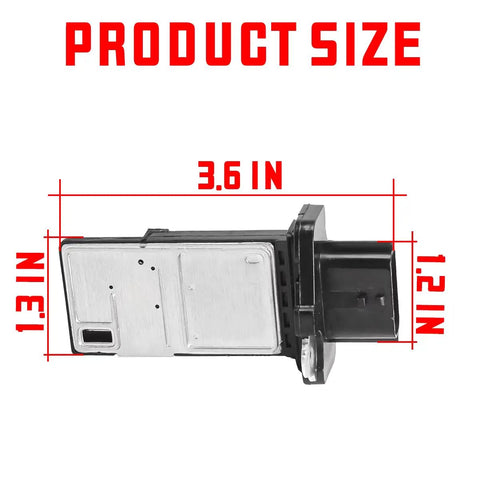 Side view of Mass Air Flow Sensor For Nissan Altima Sentra 350Z 370Z Frontier 22680 7S00A Replacement MAF Sensor with dimensions.