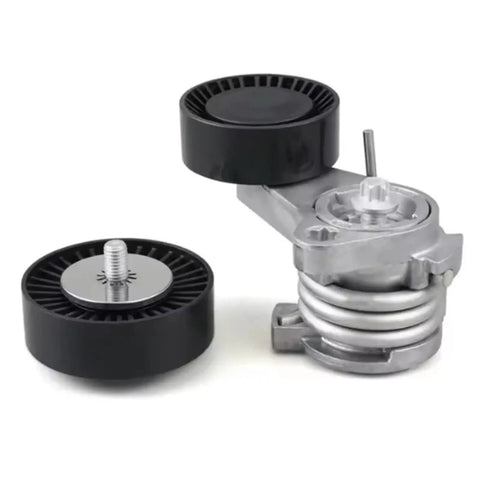 Premium Belt Tensioner Fits BMW E60 E90 E65 11287530314 11287628650 11287535860 Stops Belt Slip No Vibration Smooth Idle Easy Install black pulley and spring assembly