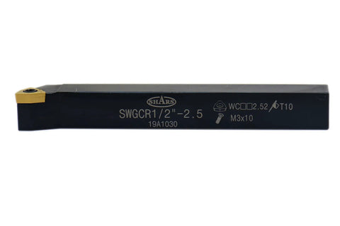 1/2 Inch Indexable Carbide Turning Tool Set 7 Piece Rock Solid Kit with SWGCR tool holder visible