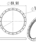 Technical drawing of M1 78-Tooth Internal Ring Gear for 1/12 scale RC models, showing diameter, thickness, and tooth details.