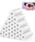 15 Rolls 57x25mm Mini Thermal Photo Paper Refill For Kids Cameras, BPA Free Instant Print Paper, Universal Fit For Most Kids Instant Photo Printers, Bright, Durable Prints And Endless Creative Fun. stacked white thermal paper rolls for kids cameras