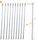 10 Pack M2 Pushrod Connectors 304 Stainless Steel Rod Linkage For RC Models Airplane Helicopter Boat Car DIY Parts Built To Last And Smooth Threaded Double End 0.4 Inch Per End, shown with measurements.