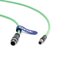 Industrial M12 D Code 4 Pin to M8 A Code 4 Pin Sensor Cable Shielded High Flex IP67 in green for harsh factory environments, 2m length