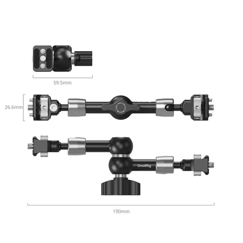 7 Inch Magic Arm With 1/4-20 Screws And Spring Loaded Pins 1.5 Kg Load Capacity 360 Degree Dual Ball Head Non Slip Design