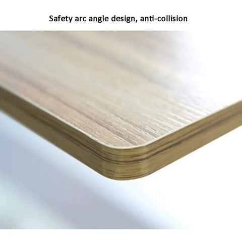 Close-up of adjustable rolling laptop desk top showing safety arc angle design, part of Portable Computer Stand features.