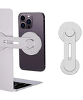 Ultra Thin Aluminum Laptop Phone Holder With Magnetic Quick Mount, Easy Adjustable Stand For Laptops And Phones, Silver