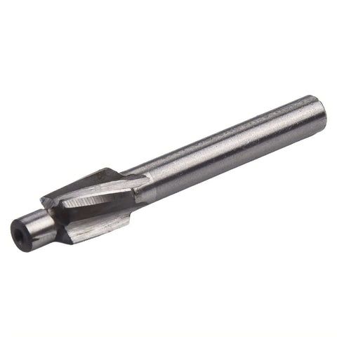 Side view of an HSS counterbore end mill with pilot; silver metal cutting tool