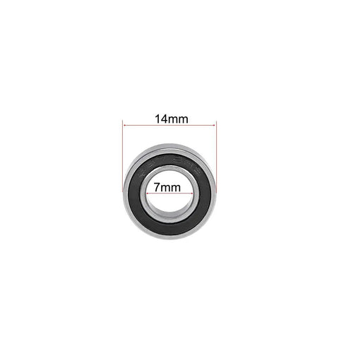 Deep Groove Ball Bearing 7mm Inner Diameter 14mm Outer Diameter 5mm Width Heavy Duty Double Sealed Chrome Steel Z2 Low Noise ABEC 1 P0 Precision 687-2RS Bearing Pack Of 2 For Small Motors RC DIY, front view