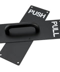 Stainless Steel Door Handles Set, 4 Pack, 12x4 Inches, Black Finish, Pull And Push Plates With 24 Screws, Commercial Grade Handles For Office, Home, And Retail Doors on black push plates