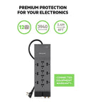 Beefy 12 Outlets Surge Protector Power Strip With 8 Foot Flat Plug For Home Office Travel Charging 3940 Joules Pack Of 3